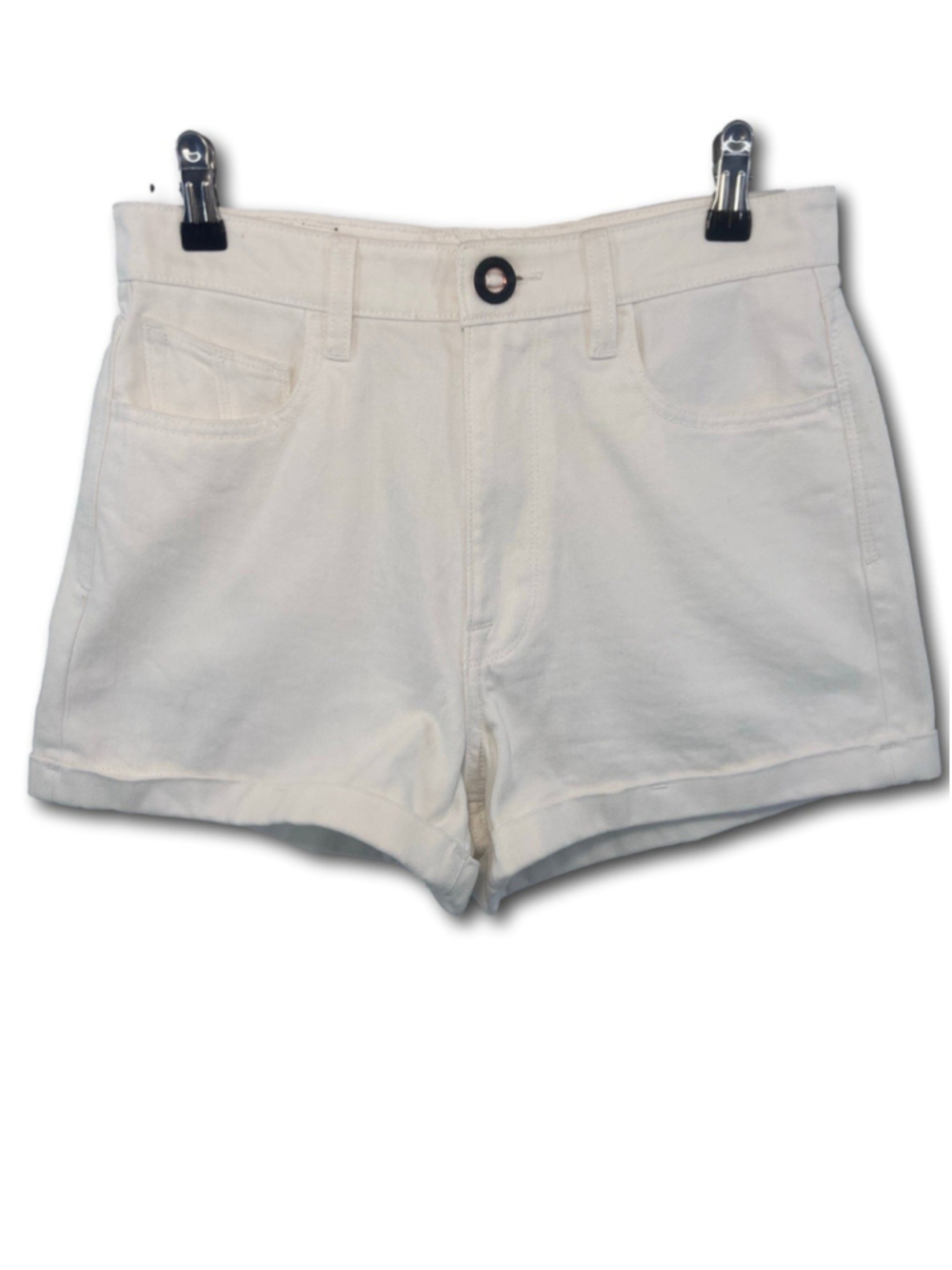 Volcom Weellow Denim Shorts High Rise Star White Woman’s Size 28 100% Cotton